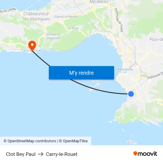 Clot Bey Paul to Carry-le-Rouet map