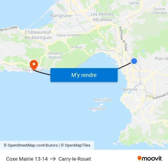 Coxe Mairie 13-14 to Carry-le-Rouet map