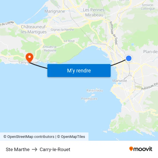 Ste Marthe to Carry-le-Rouet map