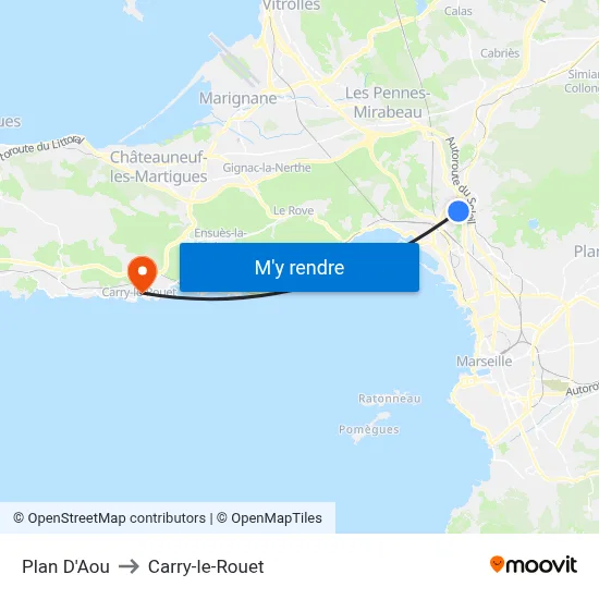 Plan D'Aou to Carry-le-Rouet map