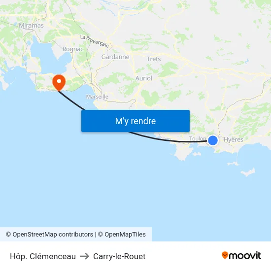 Hôp. Clémenceau to Carry-le-Rouet map