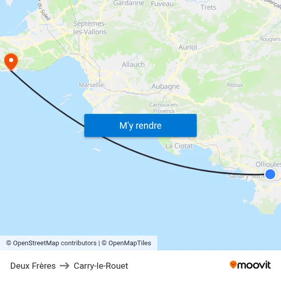 Deux Frères to Carry-le-Rouet map