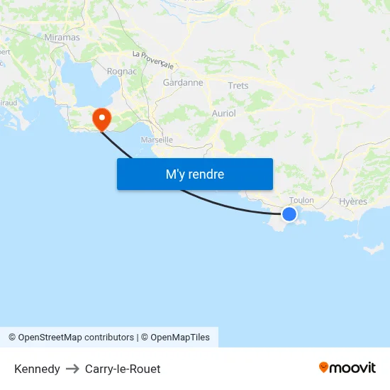 Kennedy to Carry-le-Rouet map