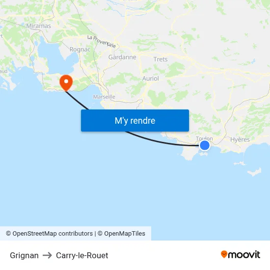 Grignan to Carry-le-Rouet map