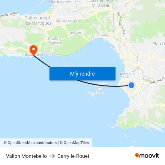 Vallon Montebello to Carry-le-Rouet map