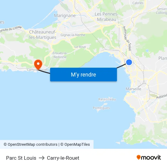 Parc St Louis to Carry-le-Rouet map