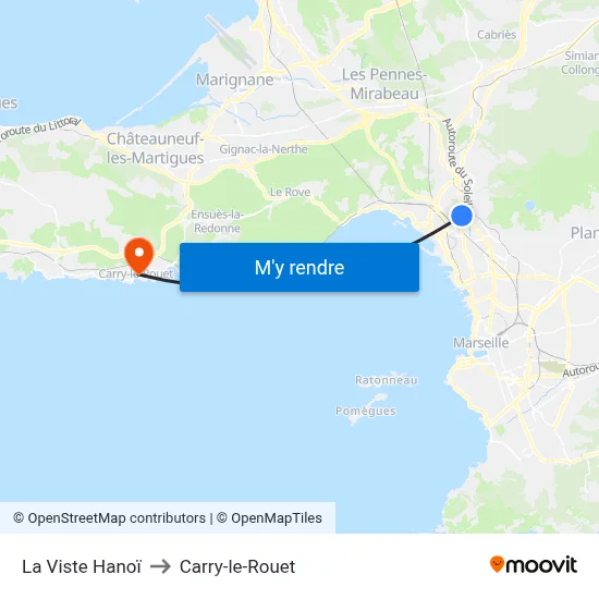 La Viste Hanoï to Carry-le-Rouet map
