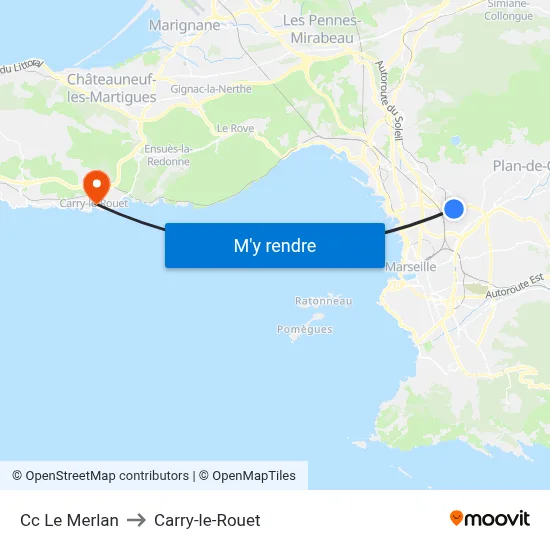 Cc Le Merlan to Carry-le-Rouet map