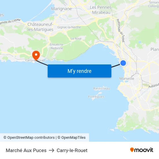 Marché Aux Puces to Carry-le-Rouet map