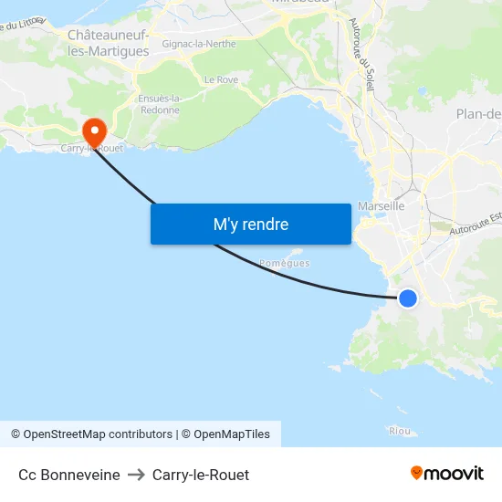 Cc Bonneveine to Carry-le-Rouet map