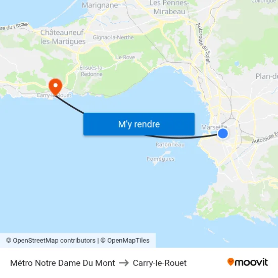 Métro Notre Dame Du Mont to Carry-le-Rouet map