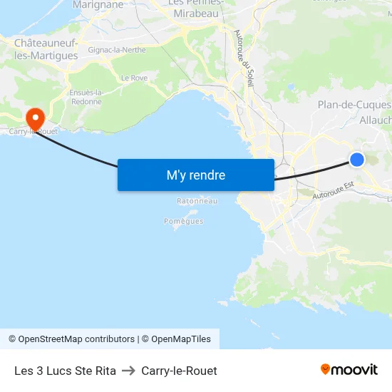 Les 3 Lucs Ste Rita to Carry-le-Rouet map