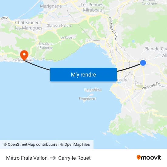 Métro Frais Vallon to Carry-le-Rouet map
