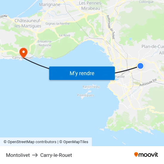 Montolivet to Carry-le-Rouet map