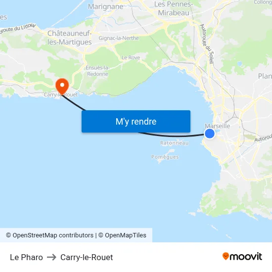 Le Pharo to Carry-le-Rouet map