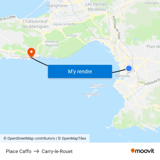 Place Caffo to Carry-le-Rouet map