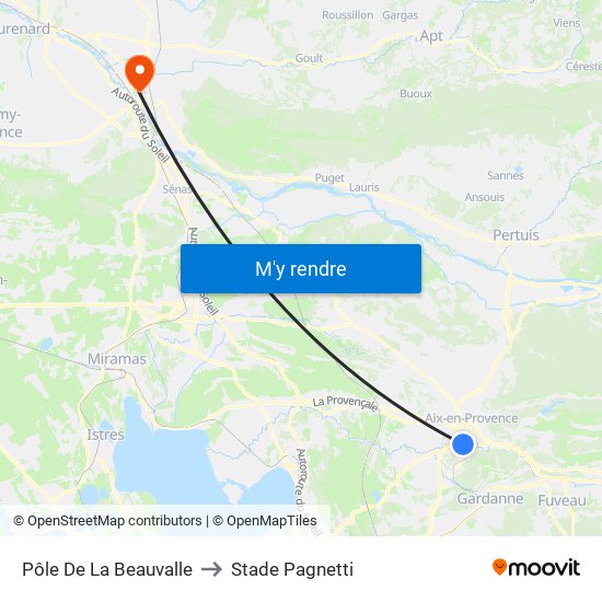 Pôle De La Beauvalle to Stade Pagnetti map