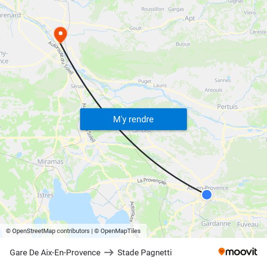 Gare De Aix-En-Provence to Stade Pagnetti map