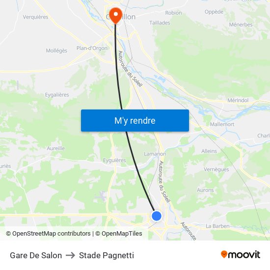 Gare De Salon to Stade Pagnetti map