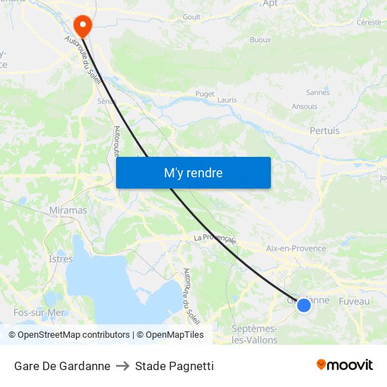 Gare De Gardanne to Stade Pagnetti map