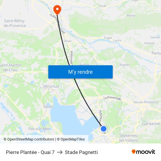 Pierre Plantée - Quai 7 to Stade Pagnetti map