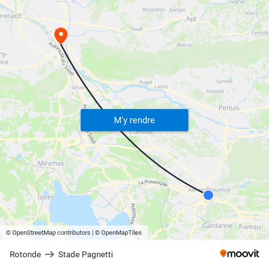 Rotonde to Stade Pagnetti map