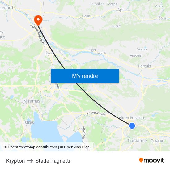 Krypton to Stade Pagnetti map