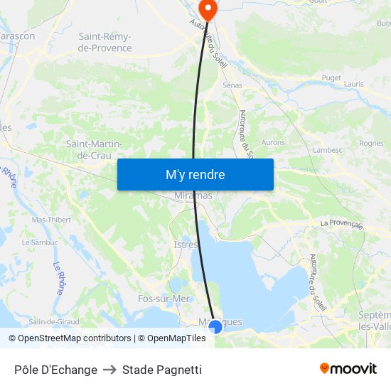 Pôle D'Echange to Stade Pagnetti map