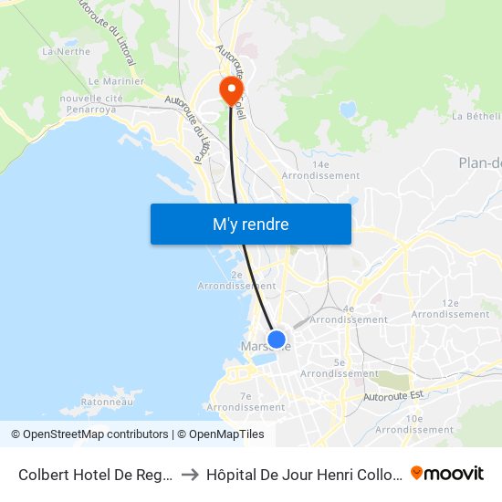 Colbert Hotel De Region to Hôpital De Jour Henri Collomb map