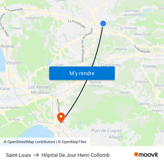 Saint-Louis to Hôpital De Jour Henri Collomb map