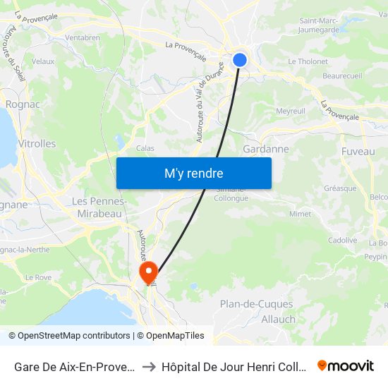 Gare De Aix-En-Provence to Hôpital De Jour Henri Collomb map