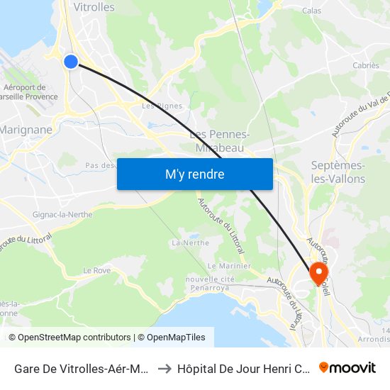 Gare De Vitrolles-Aér-Marseille to Hôpital De Jour Henri Collomb map