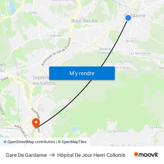 Gare De Gardanne to Hôpital De Jour Henri Collomb map
