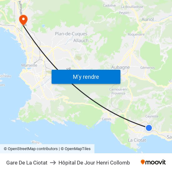 Gare De La Ciotat to Hôpital De Jour Henri Collomb map
