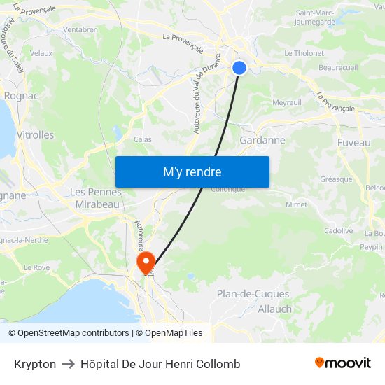 Krypton to Hôpital De Jour Henri Collomb map