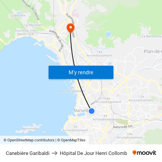 Canebière Garibaldi to Hôpital De Jour Henri Collomb map