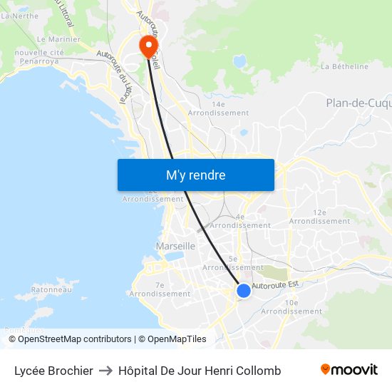 Lycée Brochier to Hôpital De Jour Henri Collomb map