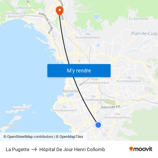 La Pugette to Hôpital De Jour Henri Collomb map