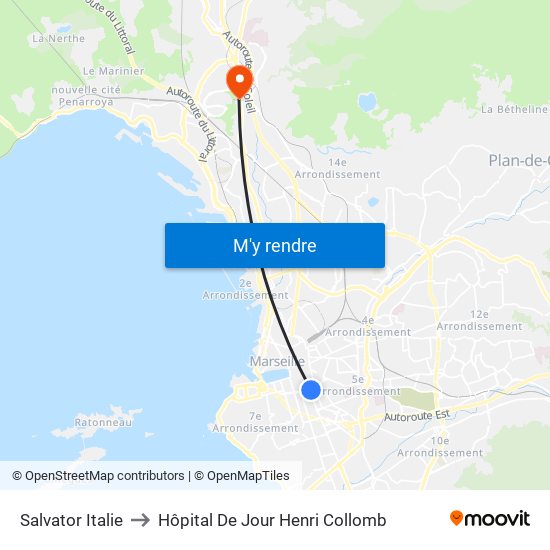 Salvator Italie to Hôpital De Jour Henri Collomb map
