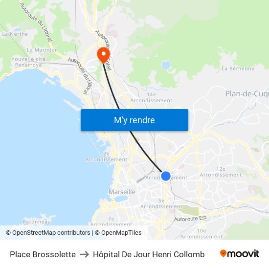 Place Brossolette to Hôpital De Jour Henri Collomb map