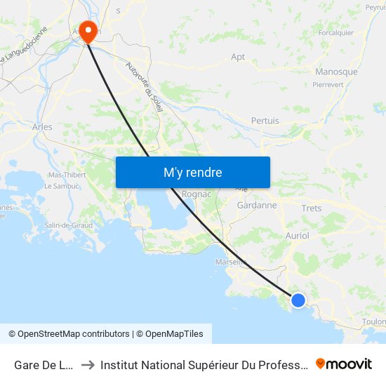 Gare De La Ciotat to Institut National Supérieur Du Professorat Et De L'Éducation map