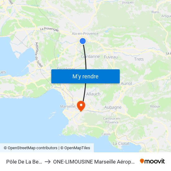 Pôle De La Beauvalle to ONE-LIMOUSINE Marseille Aéroport & Gare TGV map