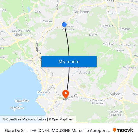 Gare De Simiane to ONE-LIMOUSINE Marseille Aéroport & Gare TGV map