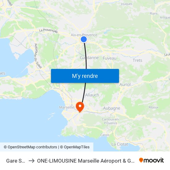 Gare Sncf to ONE-LIMOUSINE Marseille Aéroport & Gare TGV map