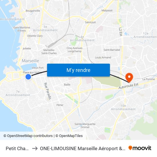Petit Chantier to ONE-LIMOUSINE Marseille Aéroport & Gare TGV map