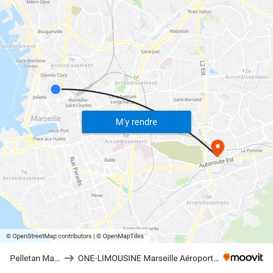 Pelletan Marceau to ONE-LIMOUSINE Marseille Aéroport & Gare TGV map