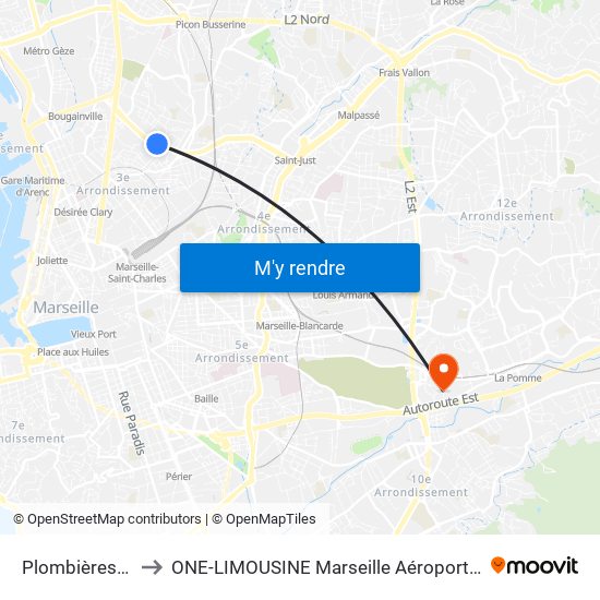 Plombières Arnal to ONE-LIMOUSINE Marseille Aéroport & Gare TGV map