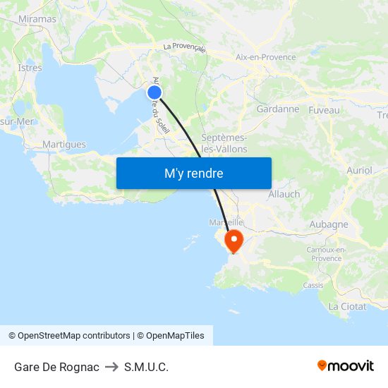 Gare De Rognac to S.M.U.C. map