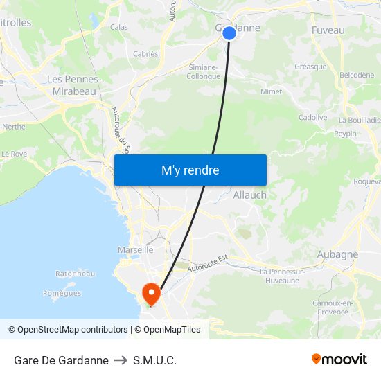 Gare De Gardanne to S.M.U.C. map