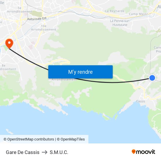 Gare De Cassis to S.M.U.C. map